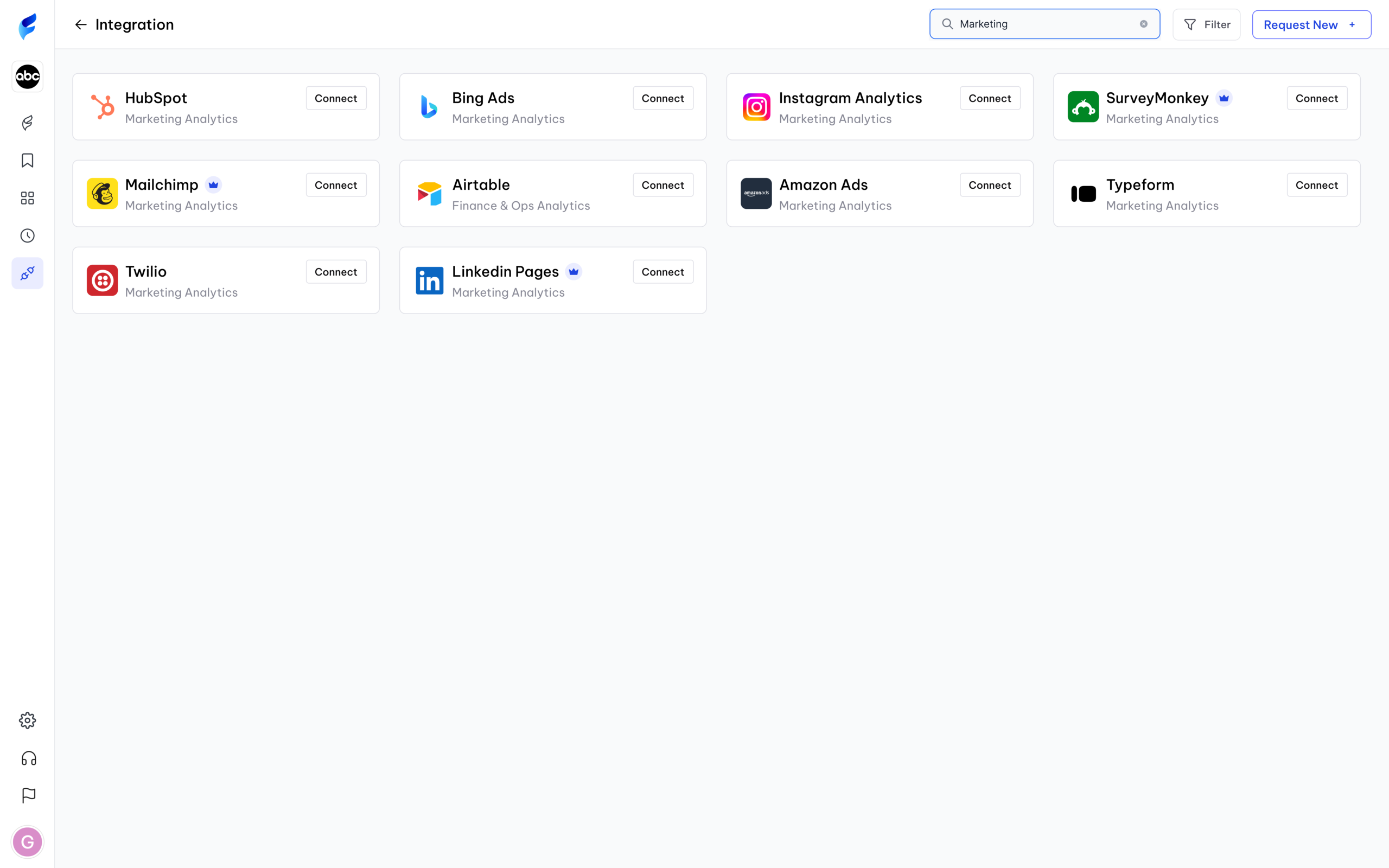 Integration Screen - Search result